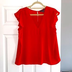 Sheer Red Top with Lace